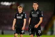 2 May 2025; John O'Sullivan of Shamrock Rovers, right, after the SSE Airtricity Men's Premier Division match between Cork City and Shamrock Rovers at Turner's Cross in Cork. Photo by Brendan Moran/Sportsfile