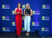 2 May 2025; Cork players from left Shauna Kelly and Katie Quirke at the 2025 Lidl National Leagues awards. Photo by Matt Browne/Sportsfile