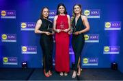 2 May 2025; Sligo players from left Claire Dunne, Ciara Walsh and Sinead Regan at the 2025 Lidl National Leagues awards. Photo by Matt Browne/Sportsfile