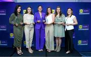 2 May 2025; Wexford players from left Clara Donnelly, Ciara Banville, Aisling Halligan, Aoife Tormey, Maria Byrne and Chloe Foxe at the 2025 Lidl National Leagues awards. Photo by Matt Browne/Sportsfile