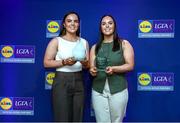 2 May 2025; Antrim players and twin sisters Bronagh and Aine Devlin at the 2025 Lidl National Leagues awards. Photo by Matt Browne/Sportsfile