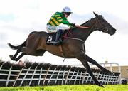 2 May 2025; Lovely Hurling, with Mark Walsh up, during the Alanna Homes Champion Novice Hurdle on day four of the Punchestown Festival at Punchestown Racecourse in Kildare. Photo by Seb Daly/Sportsfile