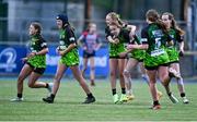 3 May 2025; Portdara players celebrate after the Leinster Rugby U14 Girls Cup final match between Mullingar Blue and Portdara at Energia Park in Dublin. Photo by Tyler Miller/Sportsfile
