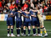 2 May 2025; Shelbourne players huddle before the SSE Airtricity Men's Premier Division match between Derry City and Shelbourne at The Ryan McBride Brandywell Stadium in Derry. Photo by Stephen McCarthy/Sportsfile