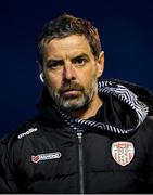 2 May 2025; Derry City manager Tiernan Lynch during the SSE Airtricity Men's Premier Division match between Derry City and Shelbourne at The Ryan McBride Brandywell Stadium in Derry. Photo by Stephen McCarthy/Sportsfile