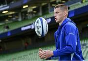 3 May 2025; Sam Prendergast of Leinster before the Investec Champions Cup semi-final match between Leinster and Northampton Saints at the Aviva Stadium in Dublin. Photo by Brendan Moran/Sportsfile