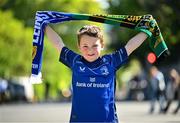 3 May 2025; Leinster supporter Senan Whelehan, age 8, from Mullingar before the Investec Champions Cup semi-final match between Leinster and Northampton Saints at the Aviva Stadium in Dublin. Photo by David Fitzgerald/Sportsfile