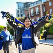 3 May 2025; Leinster supporter Ellyssa San Agustin before the Investec Champions Cup semi-final match between Leinster and Northampton Saints at the Aviva Stadium in Dublin. Photo by David Fitzgerald/Sportsfile