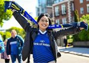 3 May 2025; Leinster supporter Ellyssa San Agustin before the Investec Champions Cup semi-final match between Leinster and Northampton Saints at the Aviva Stadium in Dublin. Photo by David Fitzgerald/Sportsfile