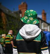 3 May 2025; A young Northampton supporter arrives before the Investec Champions Cup semi-final match between Leinster and Northampton Saints at the Aviva Stadium in Dublin. Photo by David Fitzgerald/Sportsfile
