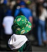 3 May 2025; A young Northampton supporter arrives before the Investec Champions Cup semi-final match between Leinster and Northampton Saints at the Aviva Stadium in Dublin. Photo by David Fitzgerald/Sportsfile