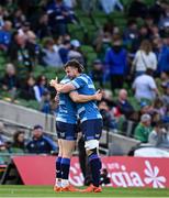 3 May 2025; Leinster players, Caelan Doris, right, and Garry Ringrose before the Investec Champions Cup semi-final match between Leinster and Northampton Saints at the Aviva Stadium in Dublin. Photo by Seb Daly/Sportsfile