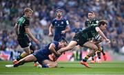 3 May 2025; James Ramm of Northampton Saints is tackled by James Lowe of Leinster during the Investec Champions Cup semi-final match between Leinster and Northampton Saints at the Aviva Stadium in Dublin. Photo by Seb Daly/Sportsfile