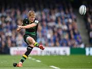 3 May 2025; Fin Smith of Northampton Saints kicks a conversion during the Investec Champions Cup semi-final match between Leinster and Northampton Saints at the Aviva Stadium in Dublin. Photo by David Fitzgerald/Sportsfile