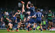 3 May 2025; Joe McCarthy of Leinster, 5, in action against James Ramm of Northampton Saints during the Investec Champions Cup semi-final match between Leinster and Northampton Saints at the Aviva Stadium in Dublin. Photo by David Fitzgerald/Sportsfile