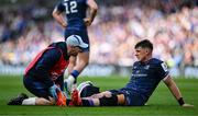 3 May 2025; Dan Sheehan of Leinster recieves medical attention during the Investec Champions Cup semi-final match between Leinster and Northampton Saints at the Aviva Stadium in Dublin. Photo by Brendan Moran/Sportsfile