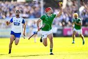 3 May 2025; Barry Nash of Limerick in action against Patrick Curran of Waterford during the Munster GAA Hurling Senior Championship Round 3 match between Waterford and Limerick at Walsh Park in Waterford. Photo by Piaras Ó Mídheach/Sportsfile