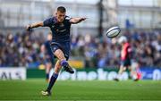 3 May 2025; Sam Prendergast of Leinster kicks a conversion during the Investec Champions Cup semi-final match between Leinster and Northampton Saints at the Aviva Stadium in Dublin. Photo by Brendan Moran/Sportsfile