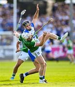 3 May 2025; Cian Lynch of Limerick in action against Mark Fitzgerald of Waterford during the Munster GAA Hurling Senior Championship Round 3 match between Waterford and Limerick at Walsh Park in Waterford. Photo by Piaras Ó Mídheach/Sportsfile