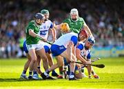 3 May 2025; Tadhg de Burca of Waterford, front, tries to gather possession during the Munster GAA Hurling Senior Championship Round 3 match between Waterford and Limerick at Walsh Park in Waterford. Photo by Piaras Ó Mídheach/Sportsfile