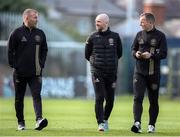 2 May 2025; Bohemians manager Alan Reynolds with assistant manager Stephen O'Donnell, centre, and coach Derek Pender before the SSE Airtricity Men's Premier Division match between Bohemians and Waterford at Dalymount Park in Dublin. Photo by Michael P Ryan/Sportsfile