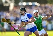 3 May 2025; Iarlaith Daly of Waterford in action against Aaron Gillane of Limerick during the Munster GAA Hurling Senior Championship Round 3 match between Waterford and Limerick at Walsh Park in Waterford. Photo by Piaras Ó Mídheach/Sportsfile