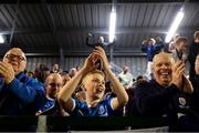 2 May 2025; Waterford supporters celebrate their sides victory after the SSE Airtricity Men's Premier Division match between Bohemians and Waterford at Dalymount Park in Dublin. Photo by Michael P Ryan/Sportsfile