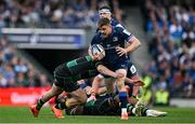 3 May 2025; Garry Ringrose of Leinster is tackled by Curtis Langdon of Northampton Saints during the Investec Champions Cup semi-final match between Leinster and Northampton Saints at the Aviva Stadium in Dublin. Photo by Brendan Moran/Sportsfile