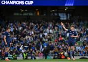 3 May 2025; Jordie Barrett of Leinster, right, team-mate Garry Ringrose during the Investec Champions Cup semi-final match between Leinster and Northampton Saints at the Aviva Stadium in Dublin. Photo by David Fitzgerald/Sportsfile