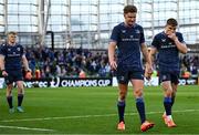 3 May 2025; Jordie Barrett, left, and Garry Ringrose of Leinster after the Investec Champions Cup semi-final match between Leinster and Northampton Saints at the Aviva Stadium in Dublin. Photo by Brendan Moran/Sportsfile