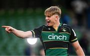 3 May 2025; Henry Pollock of Northampton Saints after his side's victory in the Investec Champions Cup semi-final match between Leinster and Northampton Saints at the Aviva Stadium in Dublin. Photo by Seb Daly/Sportsfile