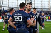 3 May 2025; Caelan Doris, right, and Jack Conan of Leinster after the Investec Champions Cup semi-final match between Leinster and Northampton Saints at the Aviva Stadium in Dublin. Photo by Brendan Moran/Sportsfile