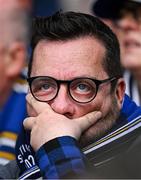 3 May 2025; A Leinster supporter reacts during the Investec Champions Cup semi-final match between Leinster and Northampton Saints at the Aviva Stadium in Dublin. Photo by Seb Daly/Sportsfile