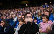 3 May 2025; A Leinster supporter during the Investec Champions Cup semi-final match between Leinster and Northampton Saints at the Aviva Stadium in Dublin. Photo by Seb Daly/Sportsfile