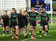 3 May 2025; Henry Pollock of Northampton Saints, centre, and team-mates celebrate after the Investec Champions Cup semi-final match between Leinster and Northampton Saints at the Aviva Stadium in Dublin. Photo by David Fitzgerald/Sportsfile