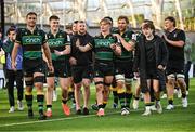 3 May 2025; Northampton Saints players celebrate after the Investec Champions Cup semi-final match between Leinster and Northampton Saints at the Aviva Stadium in Dublin. Photo by David Fitzgerald/Sportsfile