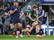 3 May 2025; Henry Pollock of Northampton Saints celebrates after the Investec Champions Cup semi-final match between Leinster and Northampton Saints at the Aviva Stadium in Dublin. Photo by David Fitzgerald/Sportsfile