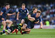 3 May 2025; Jordie Barrett of Leinster is tackled by Rory Hutchinson of Northampton Saints during the Investec Champions Cup semi-final match between Leinster and Northampton Saints at the Aviva Stadium in Dublin. Photo by David Fitzgerald/Sportsfile