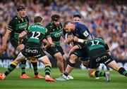 3 May 2025; RG Snyman of Leinster is tackled by Tom West of Northampton Saints during the Investec Champions Cup semi-final match between Leinster and Northampton Saints at the Aviva Stadium in Dublin. Photo by Brendan Moran/Sportsfile