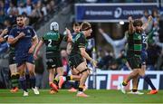 3 May 2025; Henry Pollock of Northampton Saints celebrates after the Investec Champions Cup semi-final match between Leinster and Northampton Saints at the Aviva Stadium in Dublin. Photo by David Fitzgerald/Sportsfile