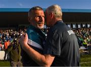 3 May 2025; Waterford manager Peter Queally shakes hands with Limerick manager John Kiely after the Munster GAA Hurling Senior Championship Round 3 match between Waterford and Limerick at Walsh Park in Waterford. Photo by Tom Beary/Sportsfile