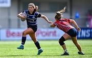 3 May 2025; Bronagh Boggan of Wexford Wanderers in action against Andrea Coleman of Mullingar during the Leinster Rugby U18 Girls Cup final match between Mullingar and Wexford Wanderers at Energia Park in Dublin. Photo by Tyler Miller/Sportsfile