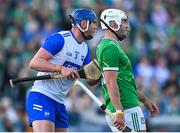 3 May 2025; Conor Prunty of Waterford and Aaran Gillane of Limerick during the Munster GAA Hurling Senior Championship Round 3 match between Waterford and Limerick at Walsh Park in Waterford. Photo by Tom Beary/Sportsfile