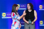 2 May 2025; Dearbhla Gower from Galway is interviewed by MC Caoimhe Marley Morgan at the 2025 Lidl National Leagues awards. Photo by Matt Browne/Sportsfile