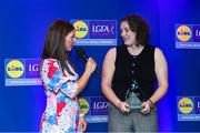 2 May 2025; Dearbhla Gower from Galway is interviewed by MC Caoimhe Marley Morgan at the 2025 Lidl National Leagues awards. Photo by Matt Browne/Sportsfile