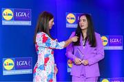 2 May 2025; Niamh Reel from Armagh is interviewed by MC Caoimhe Marley Morgan at the 2025 Lidl National Leagues awards. Photo by Matt Browne/Sportsfile  Photo by Matt Browne/Sportsfile *** NO REPRODUCTION FEE ***