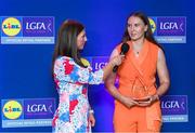 2 May 2025; Síofra O’Shea from Kerry is interviewed by MC Caoimhe Marley Morgan at the 2025 Lidl National Leagues awards. Photo by Matt Browne/Sportsfile