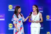 2 May 2025; Emma Murray from Waterford is interviewed by MC Caoimhe Marley Morgan at the 2025 Lidl National Leagues awards. Photo by Matt Browne/Sportsfile