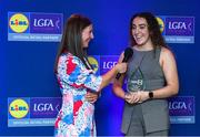 2 May 2025; Aishling O’Connell from Kerry is interviewed by MC Caoimhe Marley Morgan at the 2025 Lidl National Leagues awards. Photo by Matt Browne/Sportsfile
