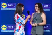 2 May 2025; Aishling O’Connell from Kerry is interviewed by MC Caoimhe Marley Morgan at the 2025 Lidl National Leagues awards. Photo by Matt Browne/Sportsfile